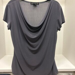 Suzie In The City Gray Draped Short Sleeve Top
